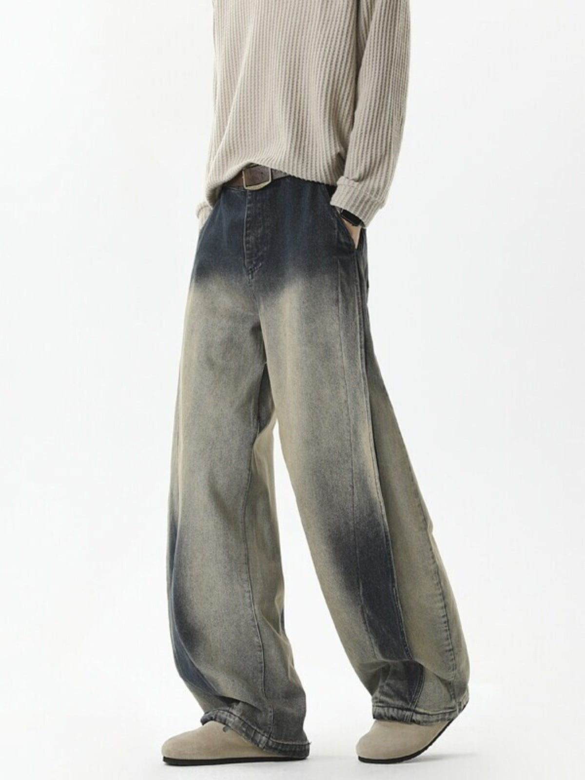 TWO TONE WIDE LEG JEANS