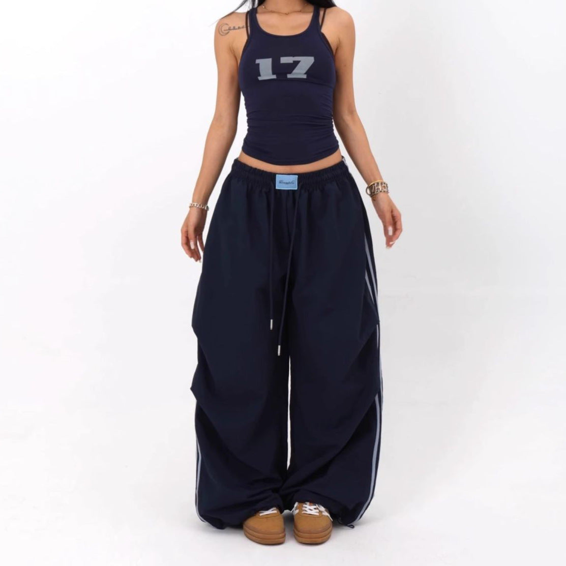 NAVY WIDE LEG SWEATS