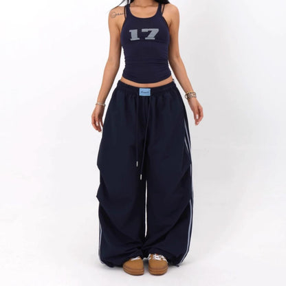 NAVY WIDE LEG SWEATS