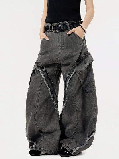 RAW EDGE WIDE LEG JEANS
