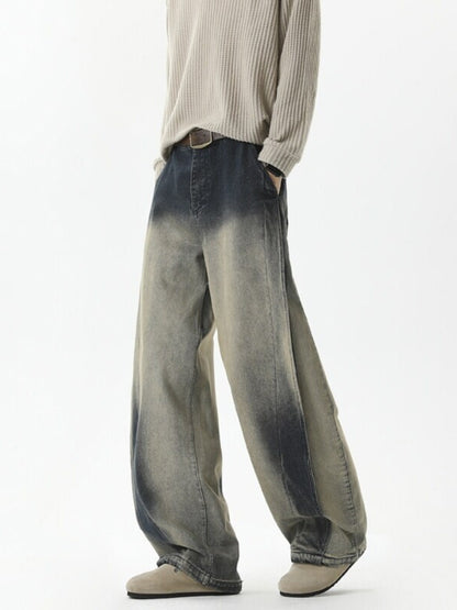 TWO TONE WIDE LEG JEANS