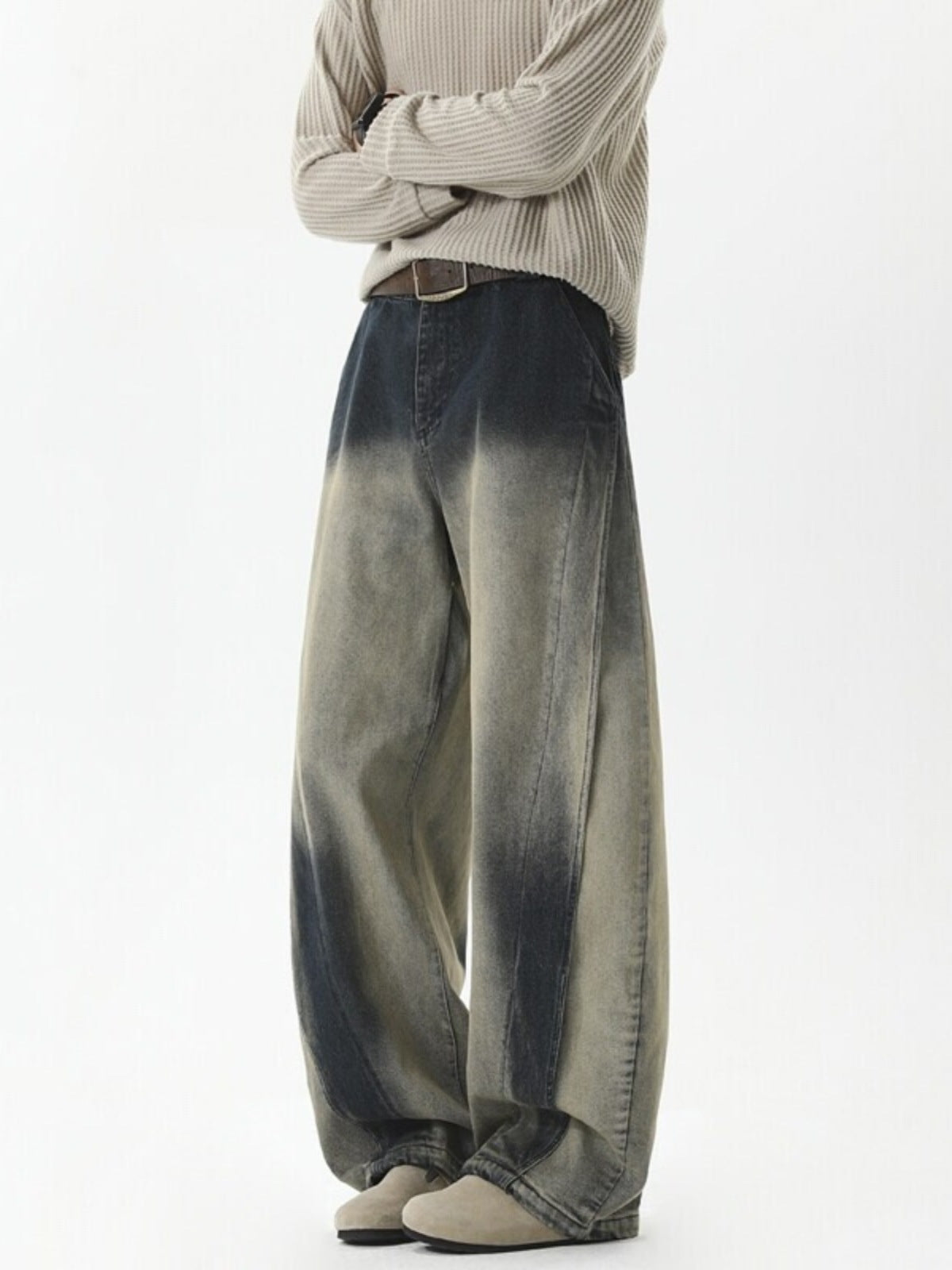 TWO TONE WIDE LEG JEANS