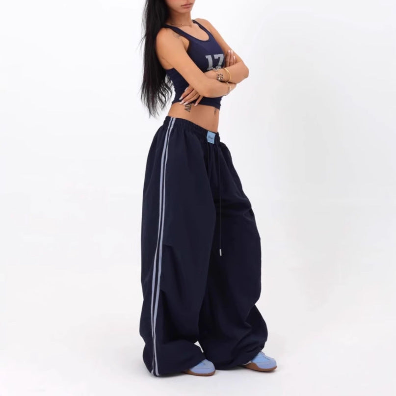 NAVY WIDE LEG SWEATS