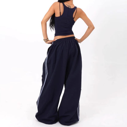 NAVY WIDE LEG SWEATS